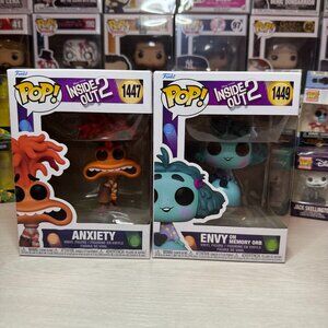 Funko Pop! Disney Pixar Inside Out 2 Envy on Memory Orb 1449 + Anxiety 1447 Set